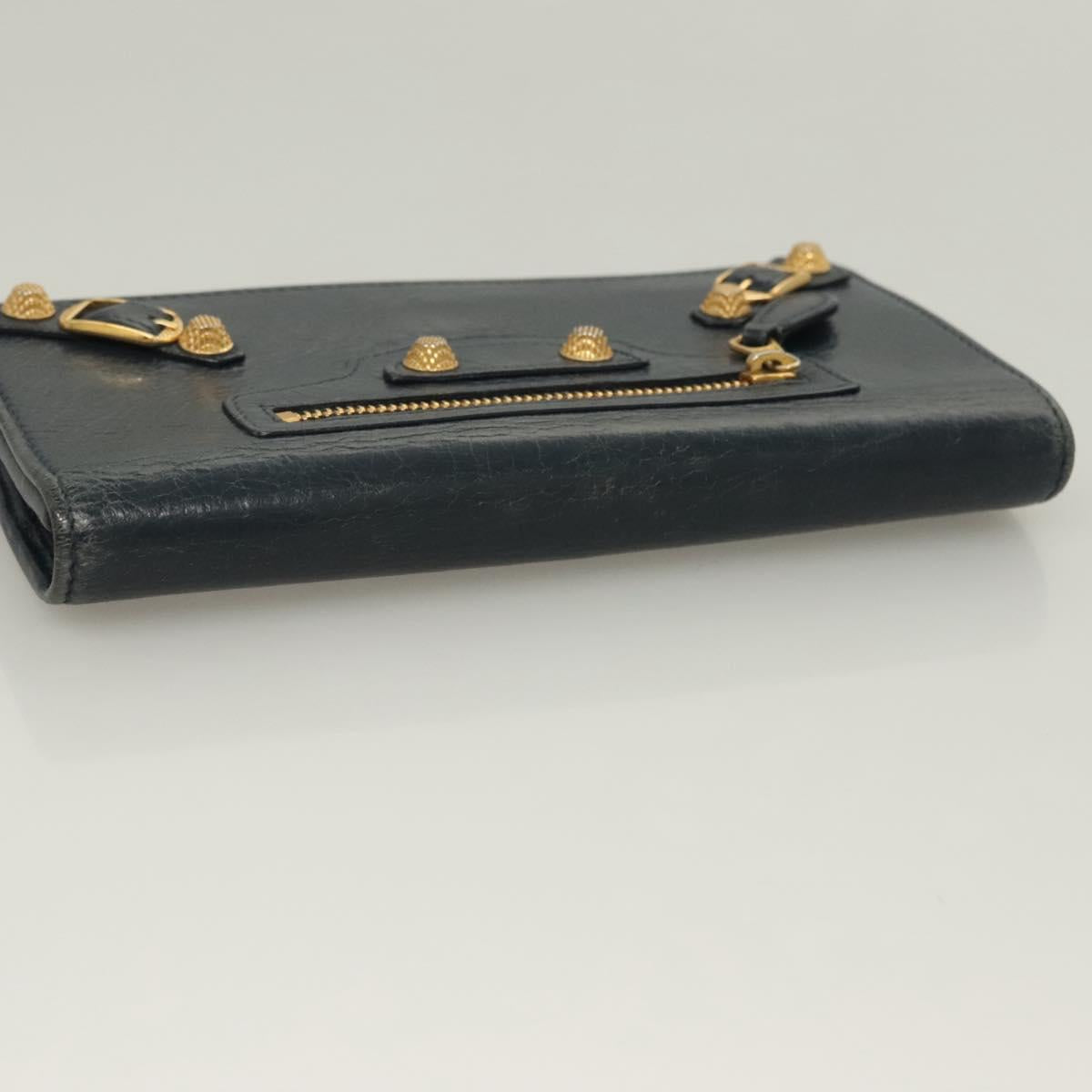 BALENCIAGA Giant Money Long Wallet Leather Navy 233599 Auth 133180