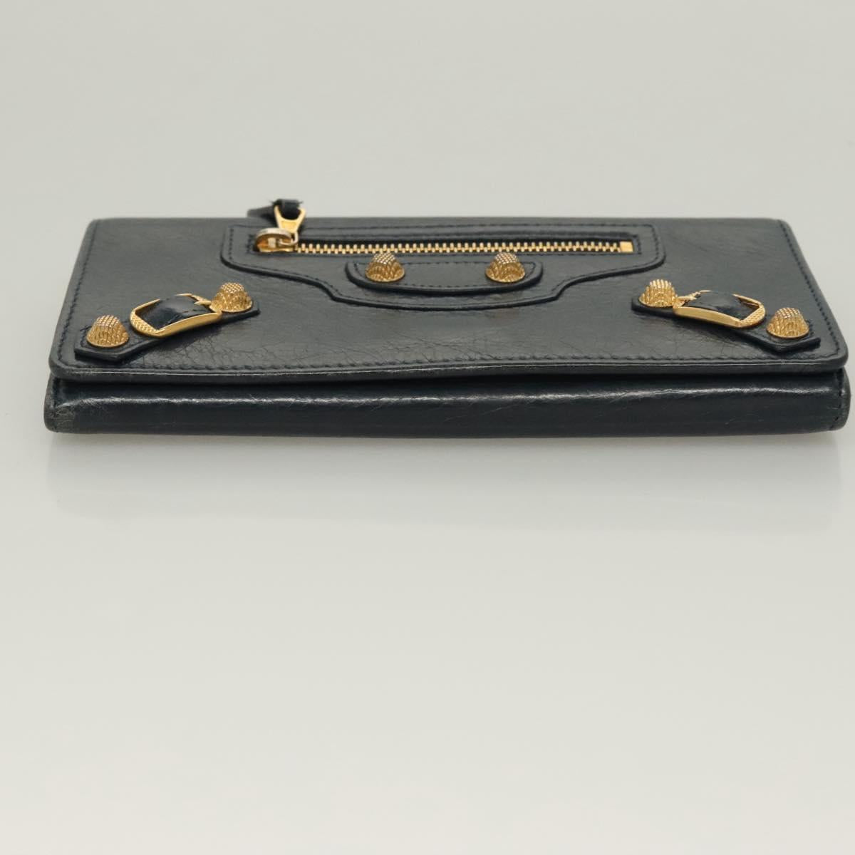 BALENCIAGA Giant Money Long Wallet Leather Navy 233599 Auth 133180