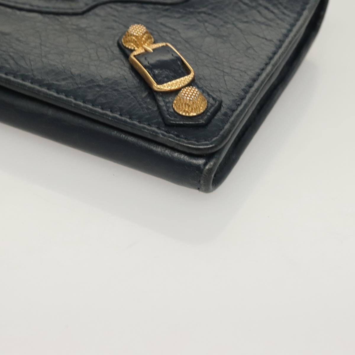BALENCIAGA Giant Money Long Wallet Leather Navy 233599 Auth 133180