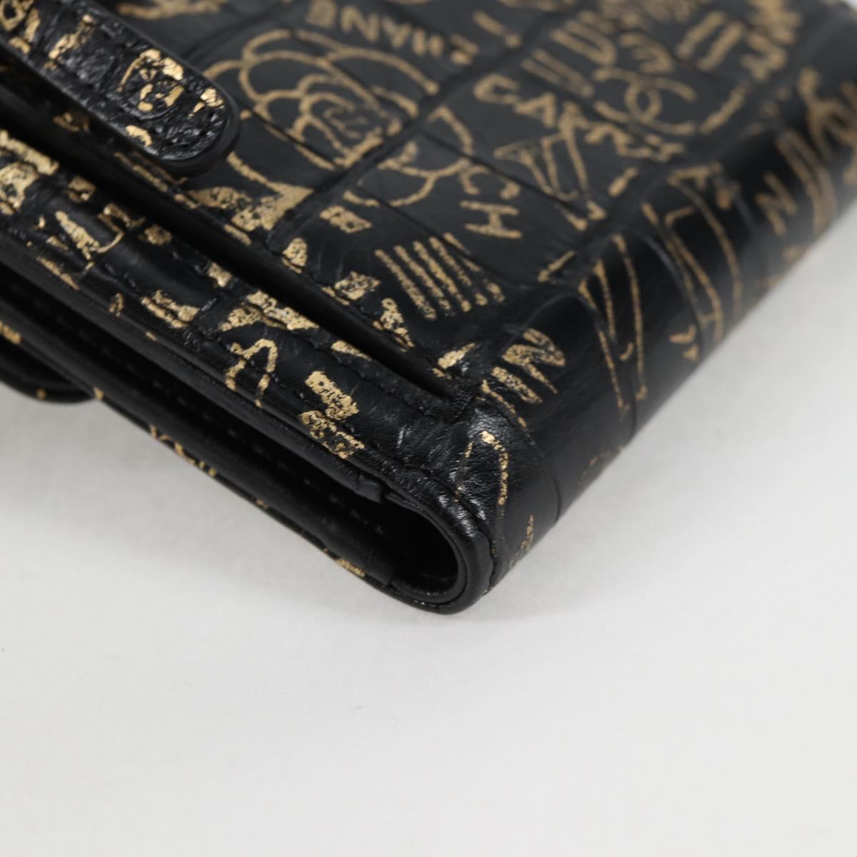 CHANEL Wallet Leather Black Gold CC Auth 133181V