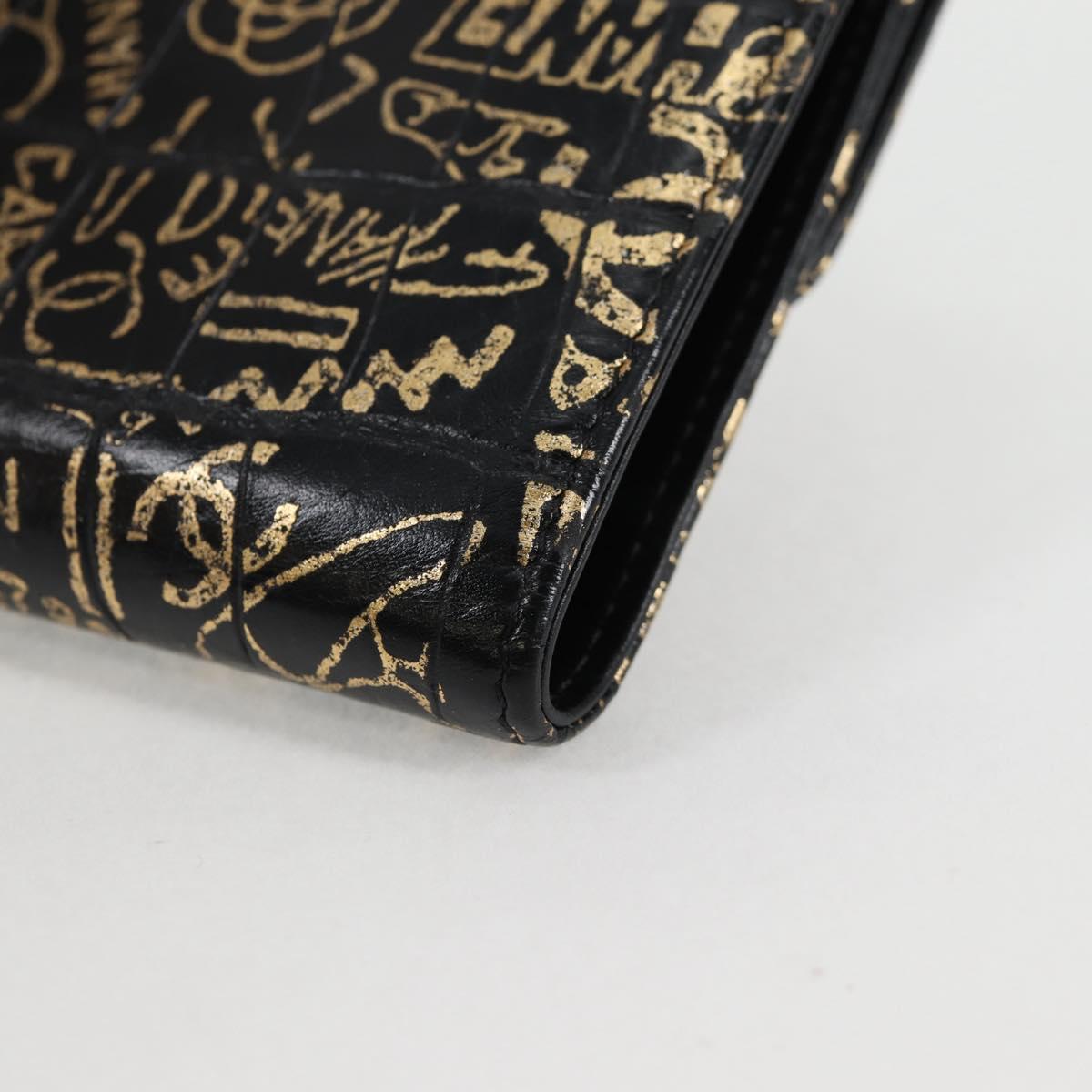 CHANEL Wallet Leather Black Gold CC Auth 133181V