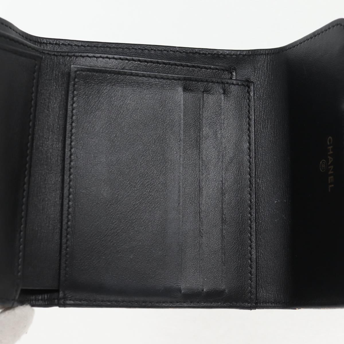 CHANEL Wallet Leather Black Gold CC Auth 133181V