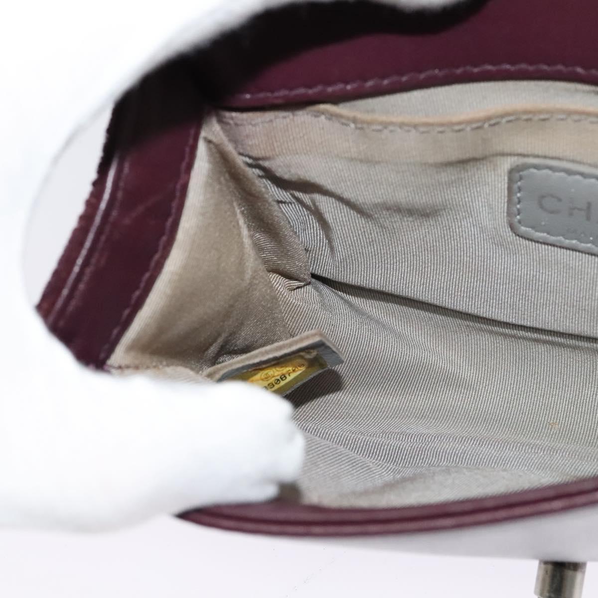 CHANEL Chain Boy Chanel Shoulder Bag Velor Purple CC Auth 133191