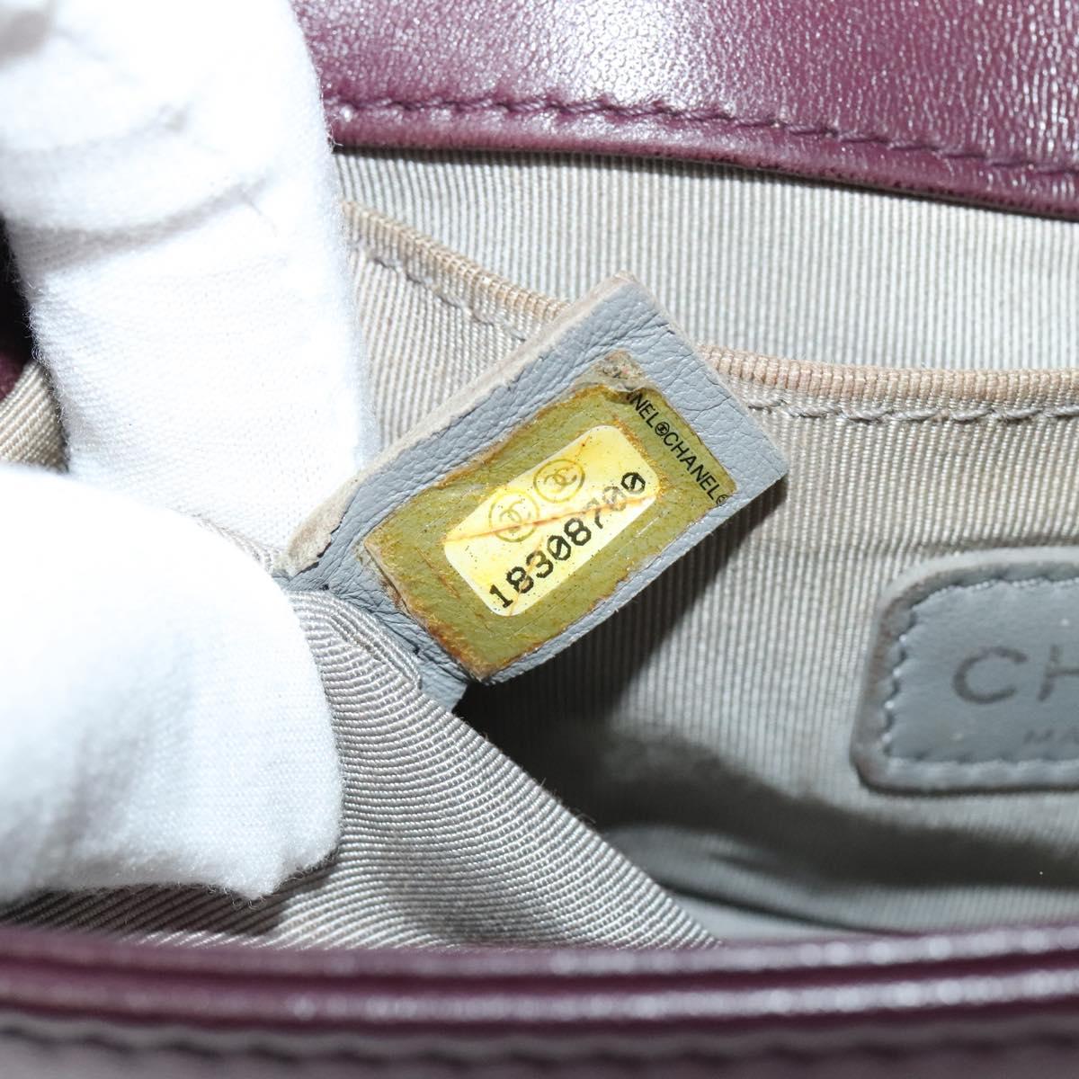 CHANEL Chain Boy Chanel Shoulder Bag Velor Purple CC Auth 133191