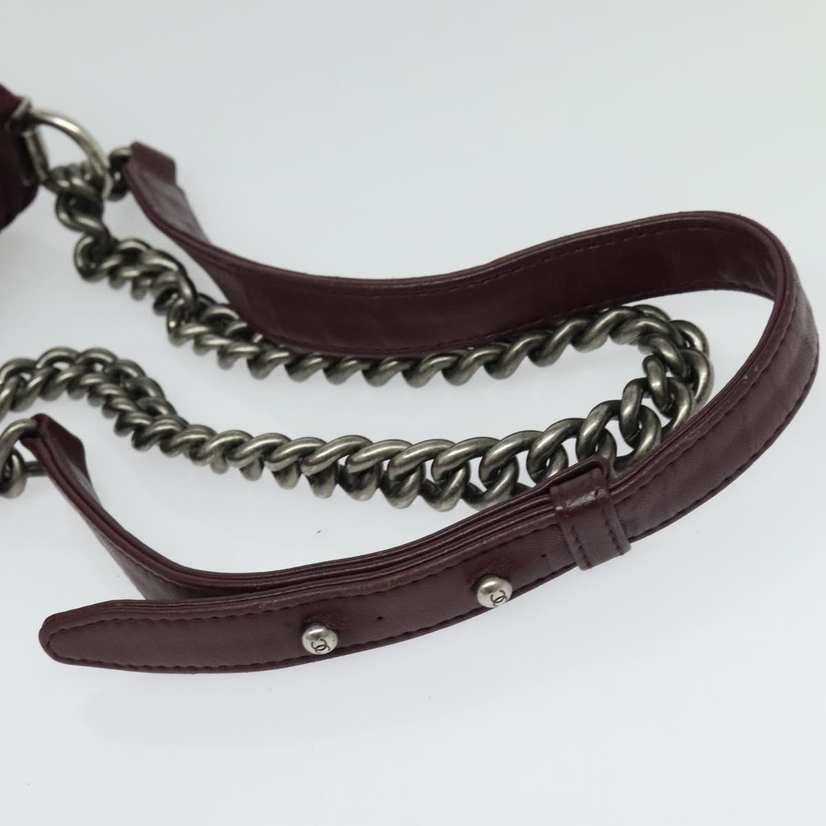 CHANEL Chain Boy Chanel Shoulder Bag Velor Purple CC Auth 133191