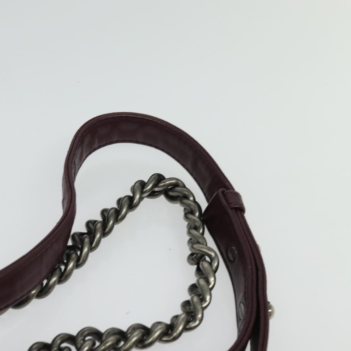 CHANEL Chain Boy Chanel Shoulder Bag Velor Purple CC Auth 133191