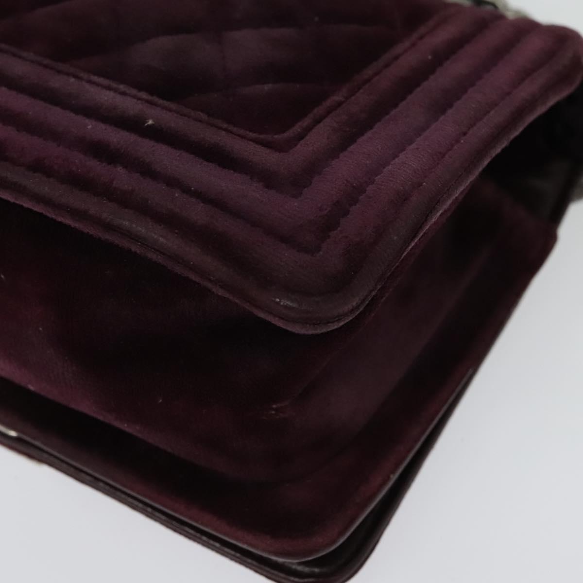 CHANEL Chain Boy Chanel Shoulder Bag Velor Purple CC Auth 133191