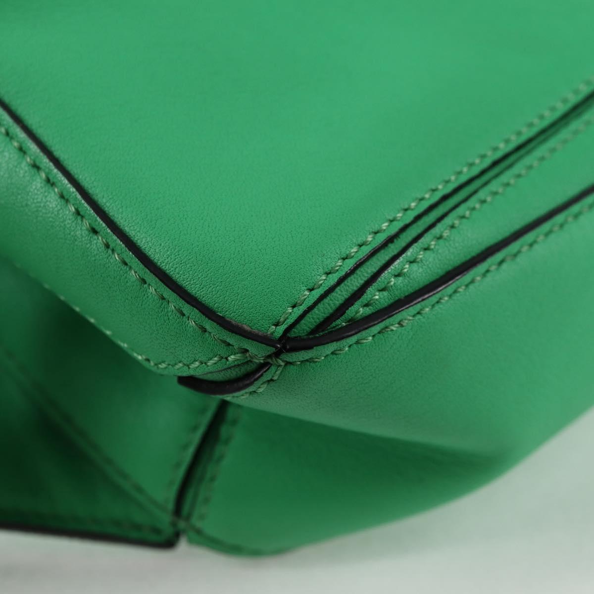 LOEWE Anagram Puzzle Body Bag Leather Green Silver Auth 133192SAM