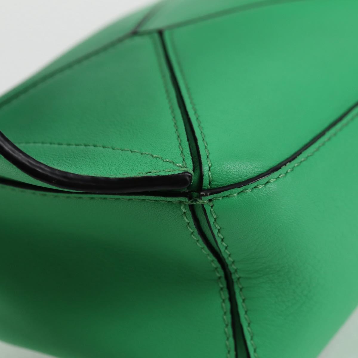 LOEWE Anagram Puzzle Body Bag Leather Green Silver Auth 133192SAM