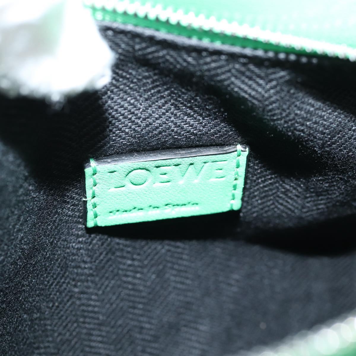 LOEWE Anagram Puzzle Body Bag Leather Green Silver Auth 133192SAM