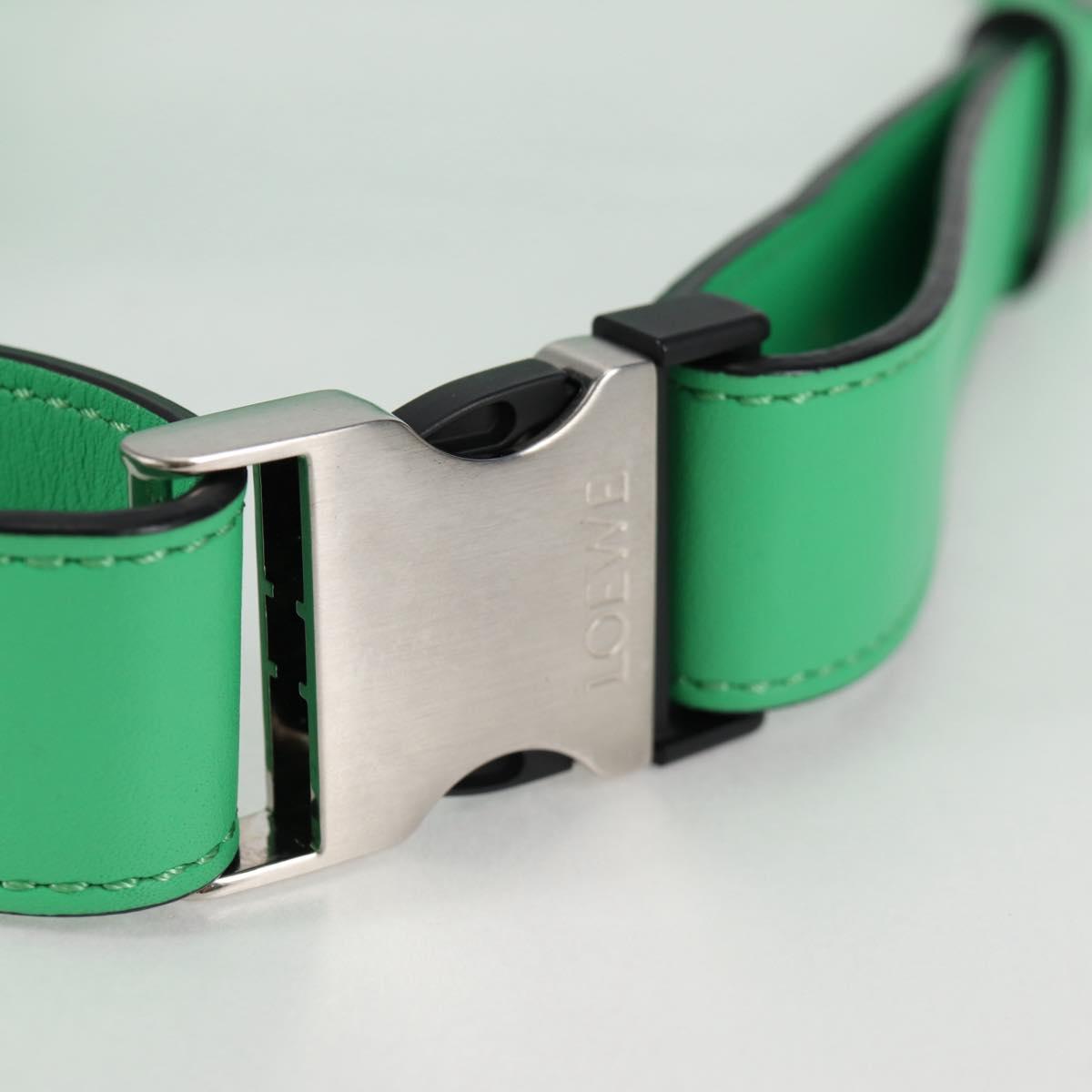 LOEWE Anagram Puzzle Body Bag Leather Green Silver Auth 133192SAM