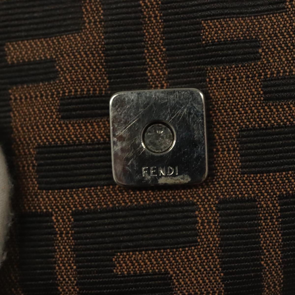 FENDI Zucca Canvas Mini Croissant Hand Bag Black Brown Silver Auth 133195