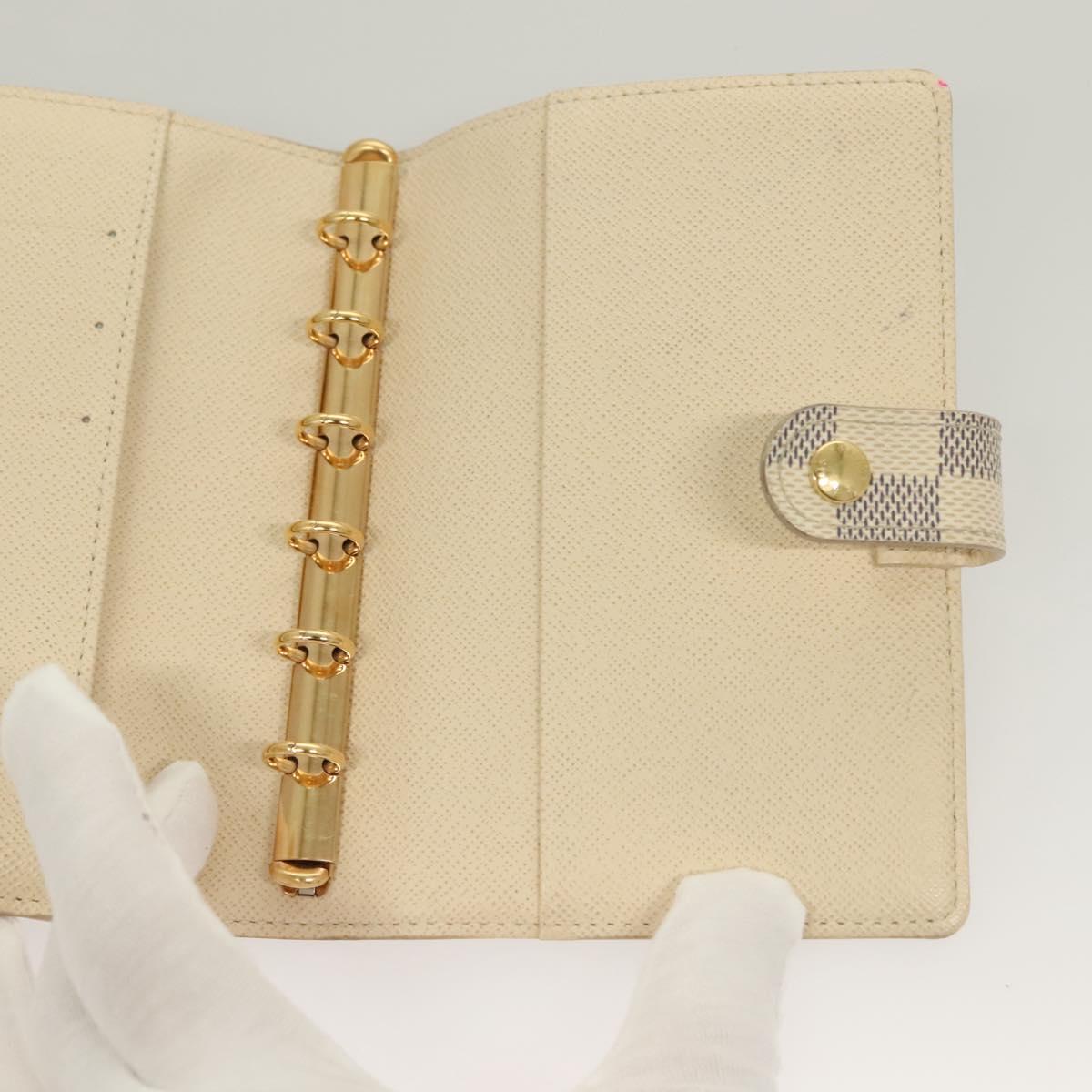 LOUIS VUITTON Damier Azur Agenda PM Day Planner Cover R20706 LV Auth 133199
