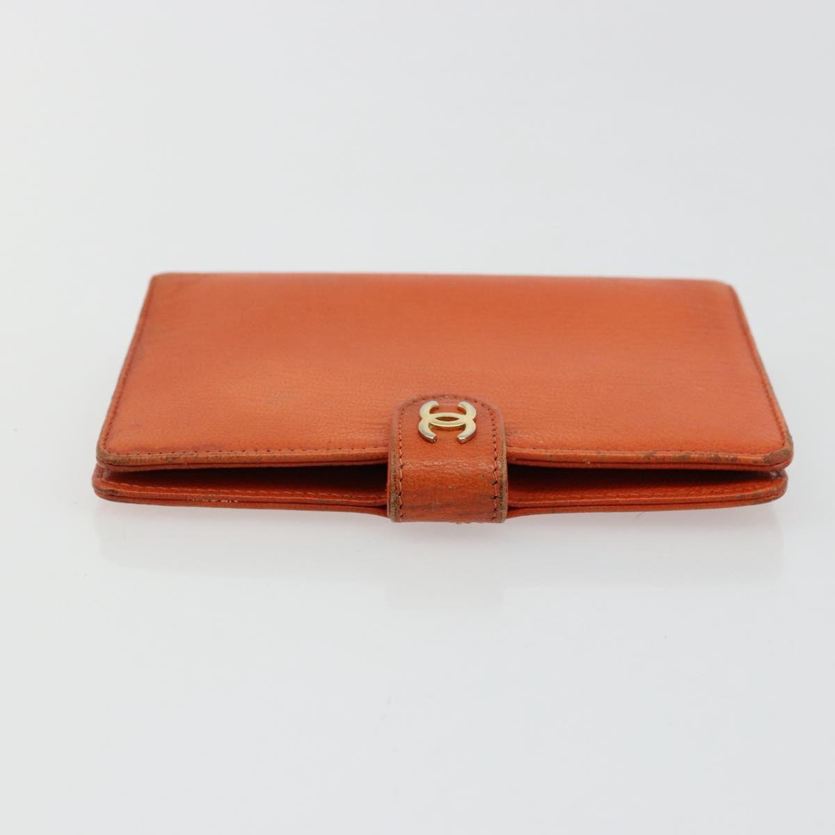 CHANEL Day Planner Cover Leather Orange CC Auth 133201