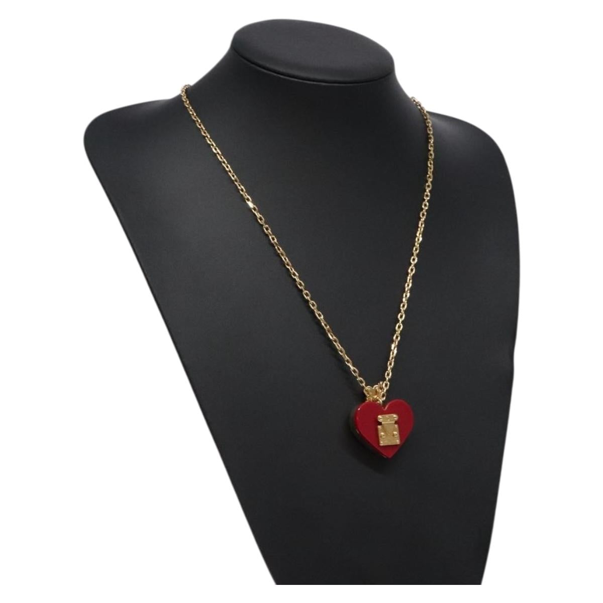LOUIS VUITTON Pandantif Rock Me Necklace metal Gold Bordeaux M66516 Auth 133204