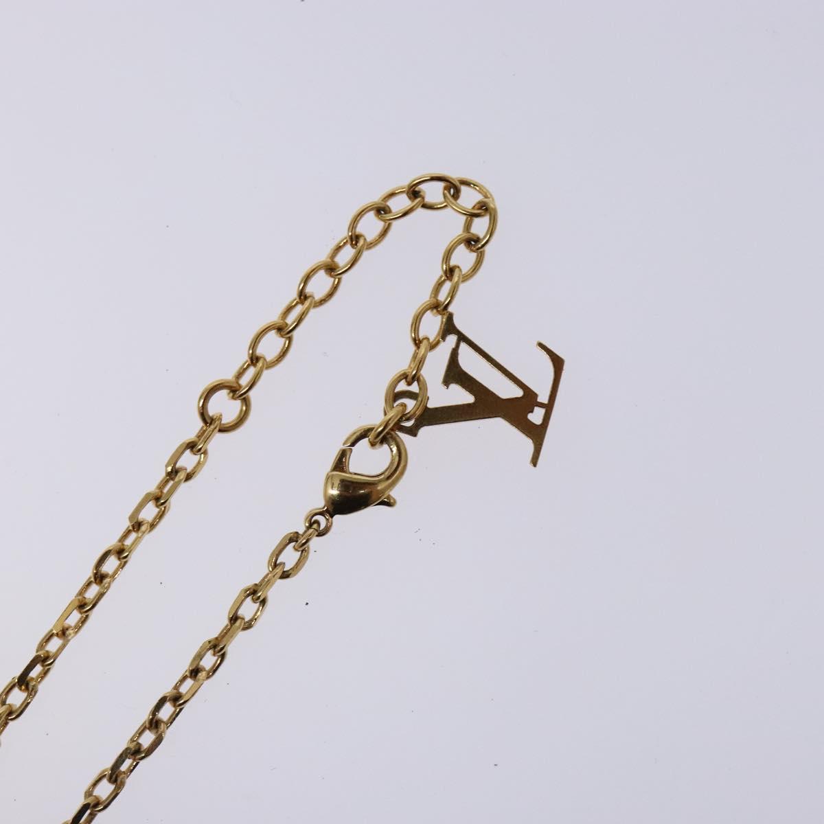 LOUIS VUITTON Pandantif Rock Me Necklace metal Gold Bordeaux M66516 Auth 133204