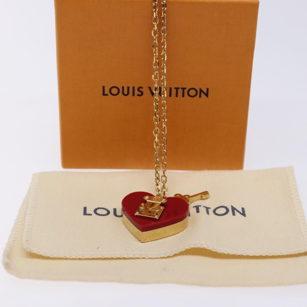 LOUIS VUITTON Pandantif Rock Me Necklace metal Gold Bordeaux M66516 Auth 133204