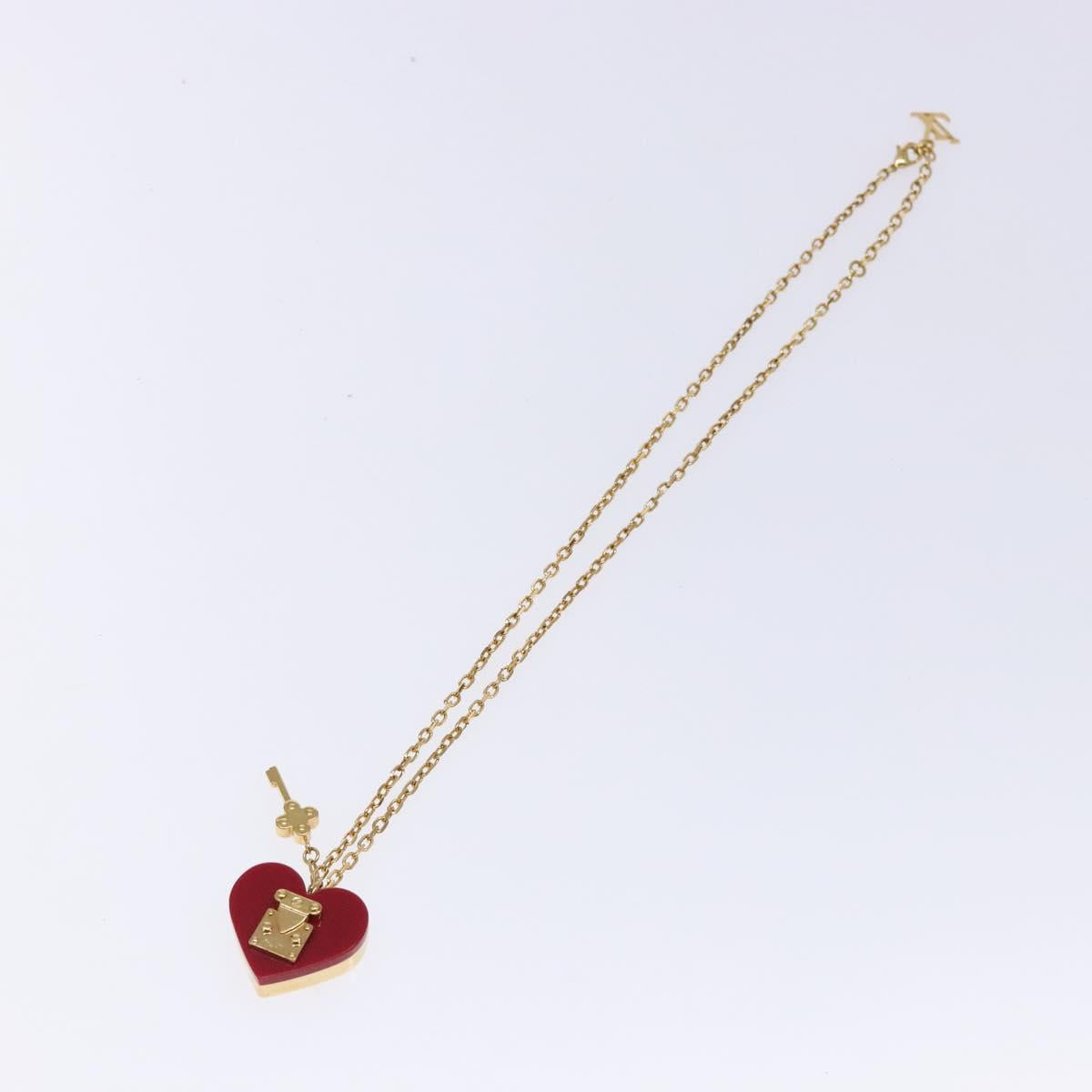 LOUIS VUITTON Pandantif Rock Me Necklace metal Gold Bordeaux M66516 Auth 133204
