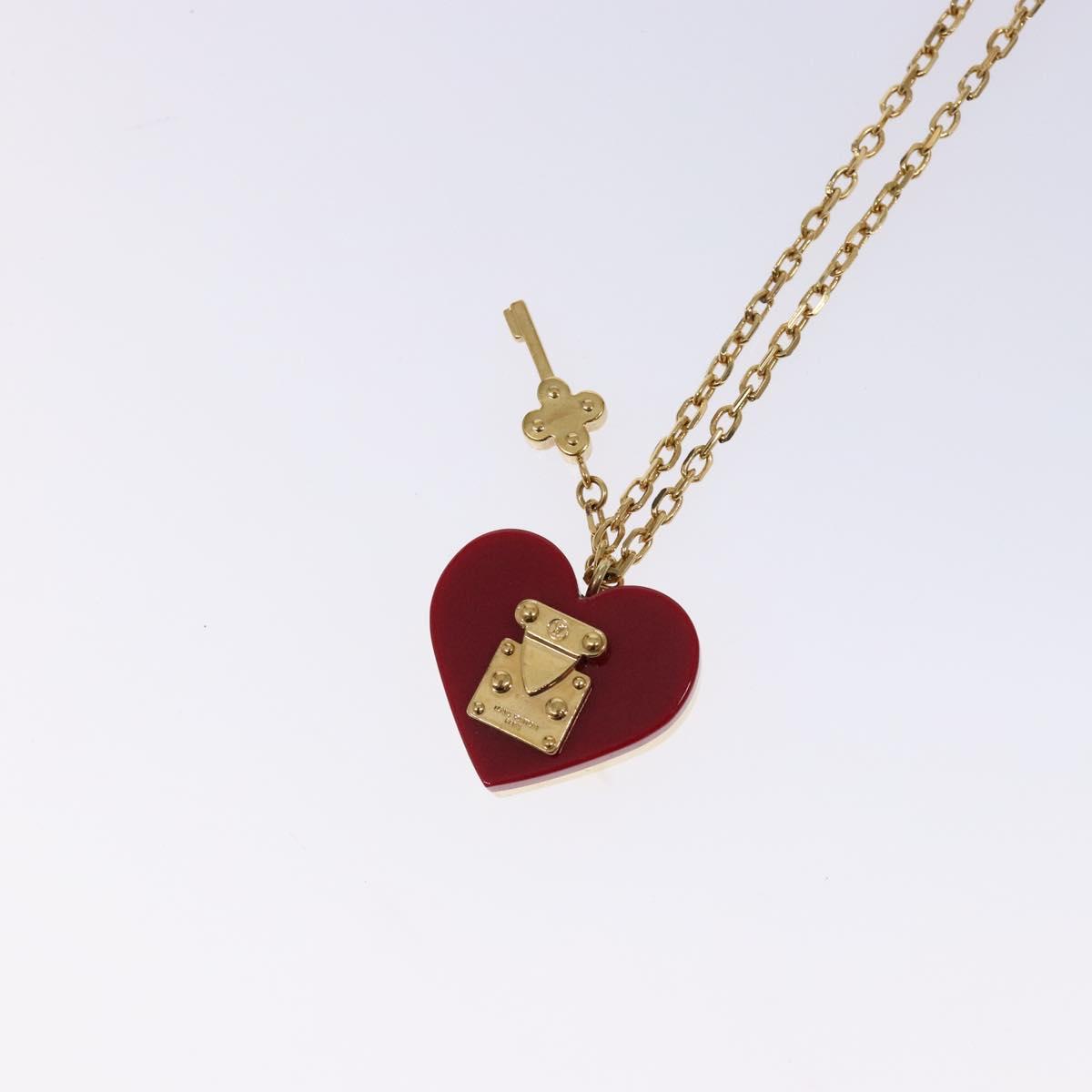 LOUIS VUITTON Pandantif Rock Me Necklace metal Gold Bordeaux M66516 Auth 133204