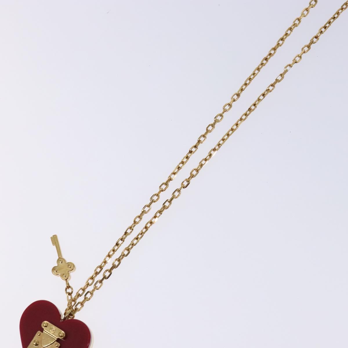 LOUIS VUITTON Pandantif Rock Me Necklace metal Gold Bordeaux M66516 Auth 133204