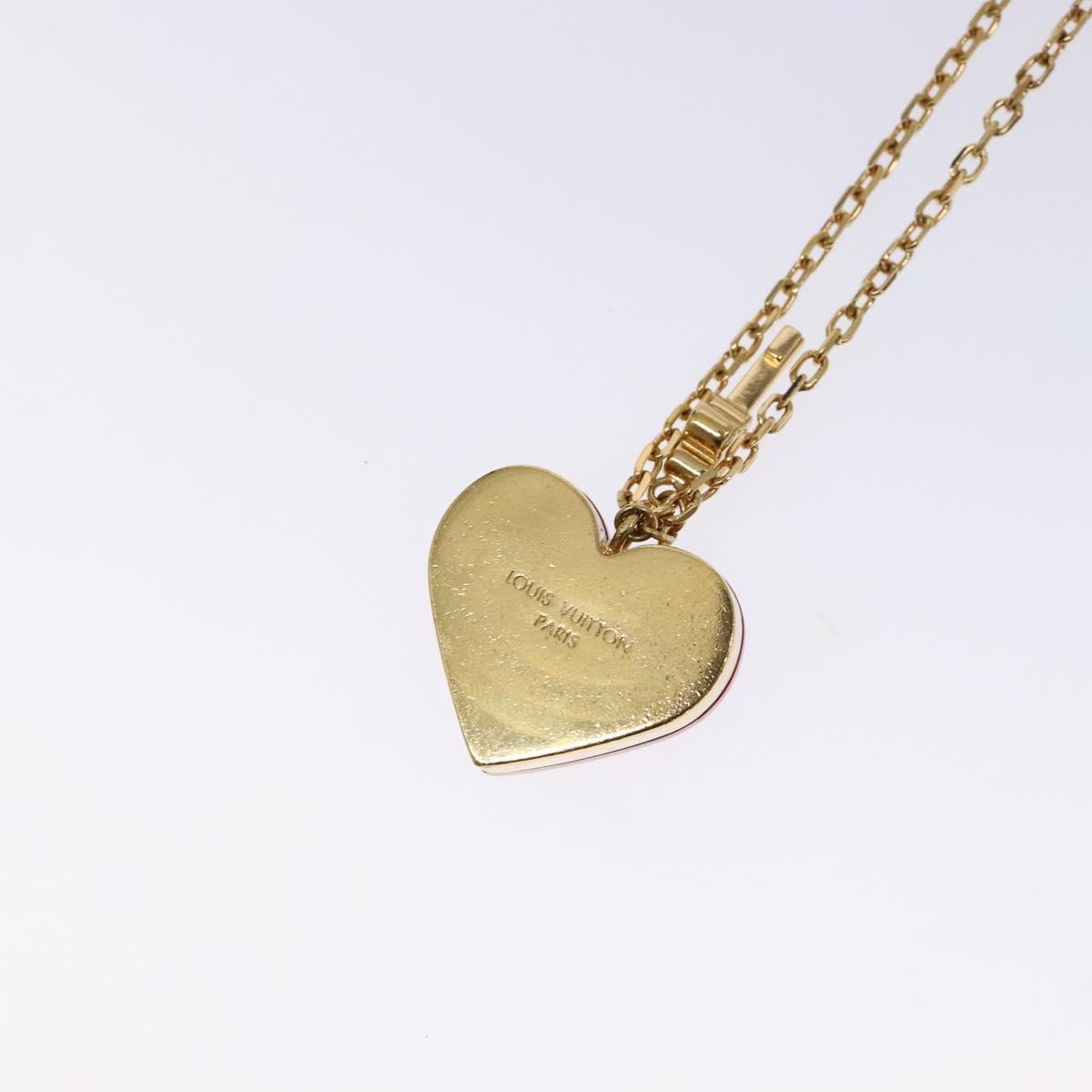 LOUIS VUITTON Pandantif Rock Me Necklace metal Gold Bordeaux M66516 Auth 133204