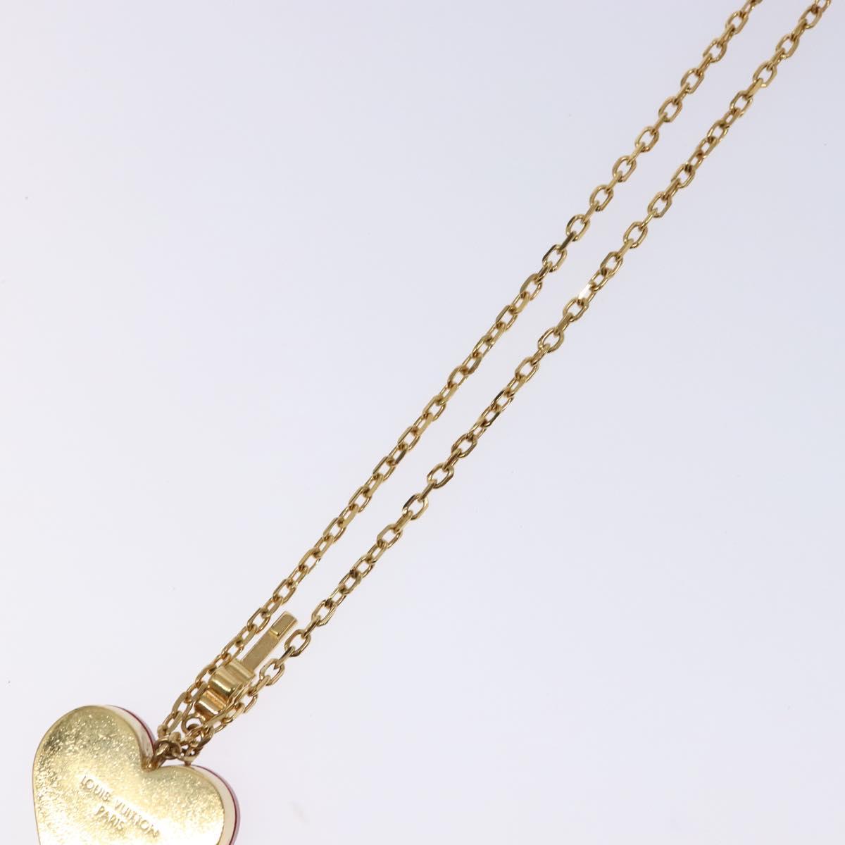 LOUIS VUITTON Pandantif Rock Me Necklace metal Gold Bordeaux M66516 Auth 133204