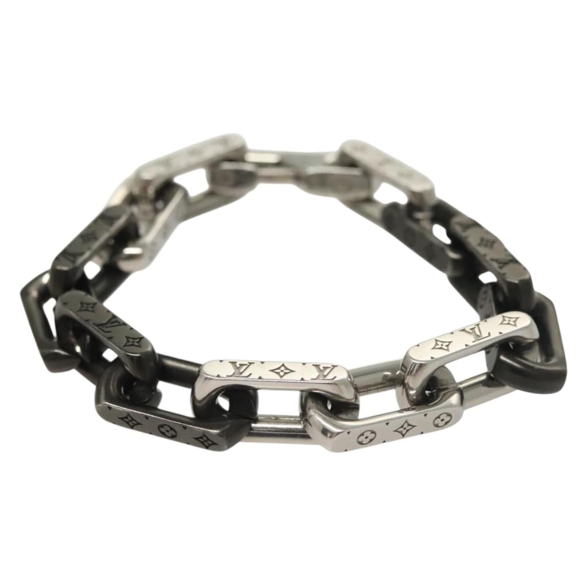 LOUIS VUITTON Bracelet Monogram Chain metal Silver tone M00686 LV Auth 133205