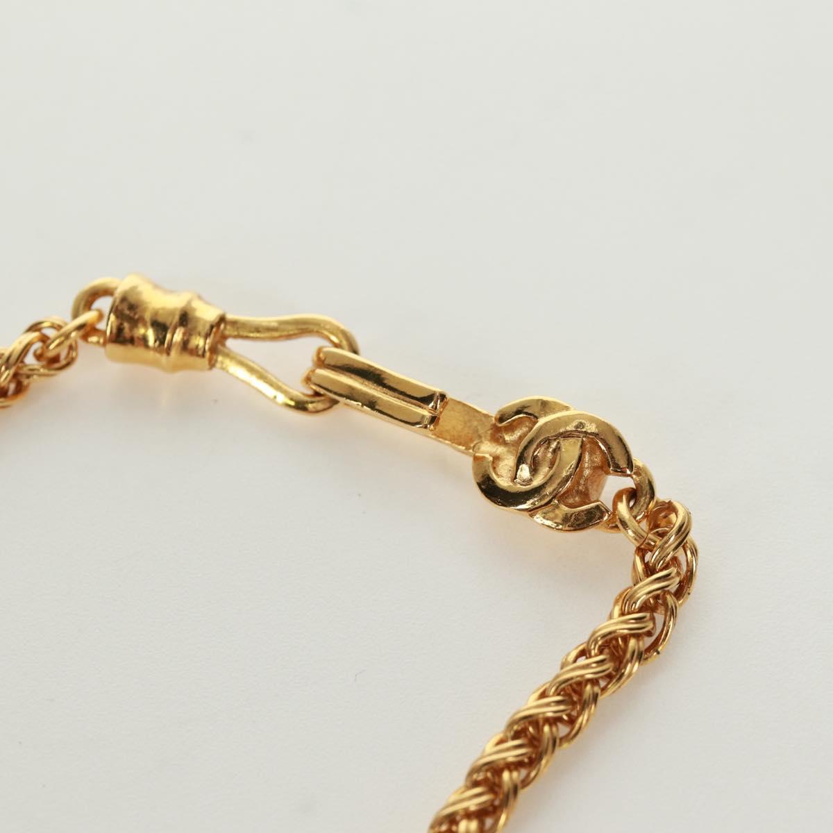 CHANEL Loupe Necklace metal Gold CC Auth 133226V
