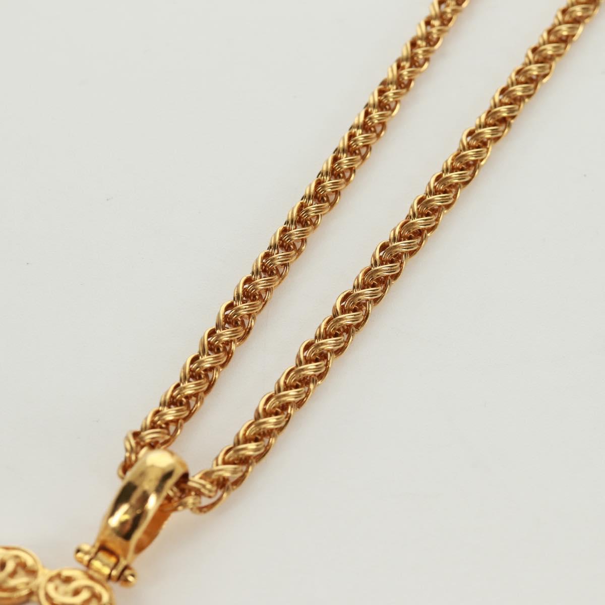 CHANEL Loupe Necklace metal Gold CC Auth 133226V
