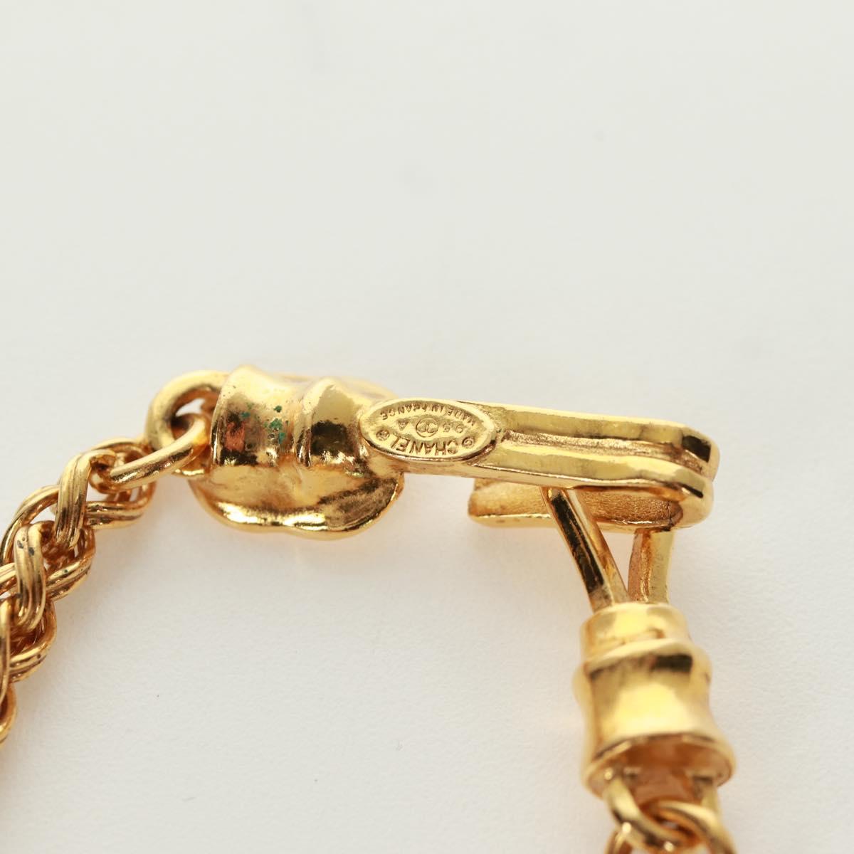 CHANEL Loupe Necklace metal Gold CC Auth 133226V