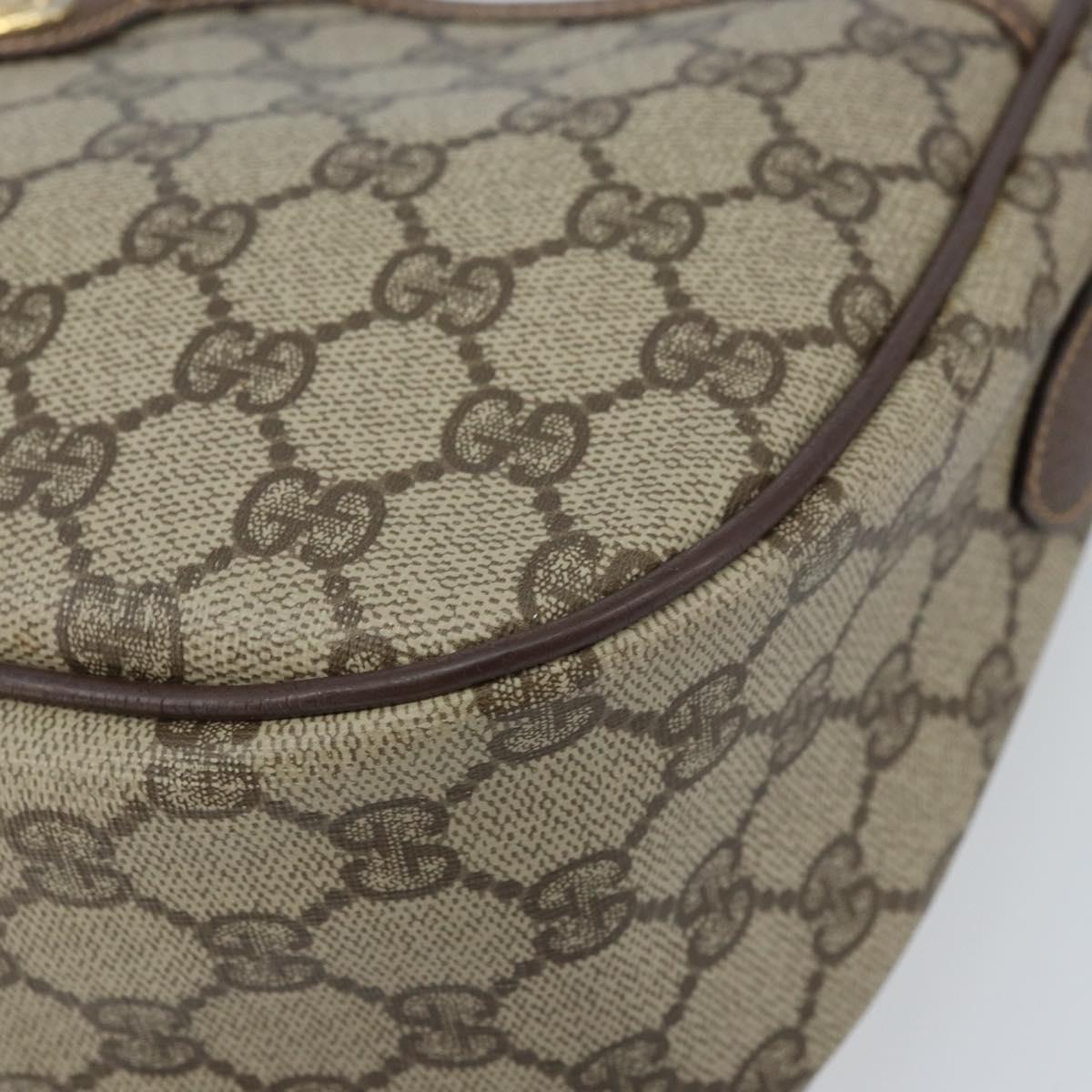 GUCCI GG Supreme Web Sherry Line Bag PVC Beige Gold 89 02 077 Auth 133234