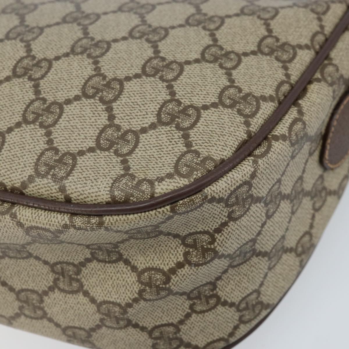 GUCCI GG Supreme Web Sherry Line Bag PVC Beige Gold 89 02 077 Auth 133234
