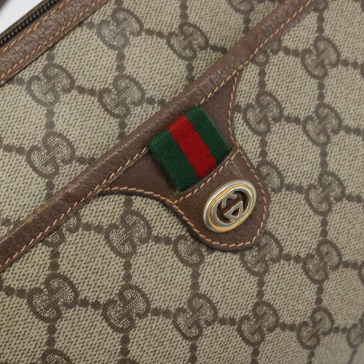 GUCCI GG Supreme Web Sherry Line Bag PVC Beige Gold 89 02 077 Auth 133234