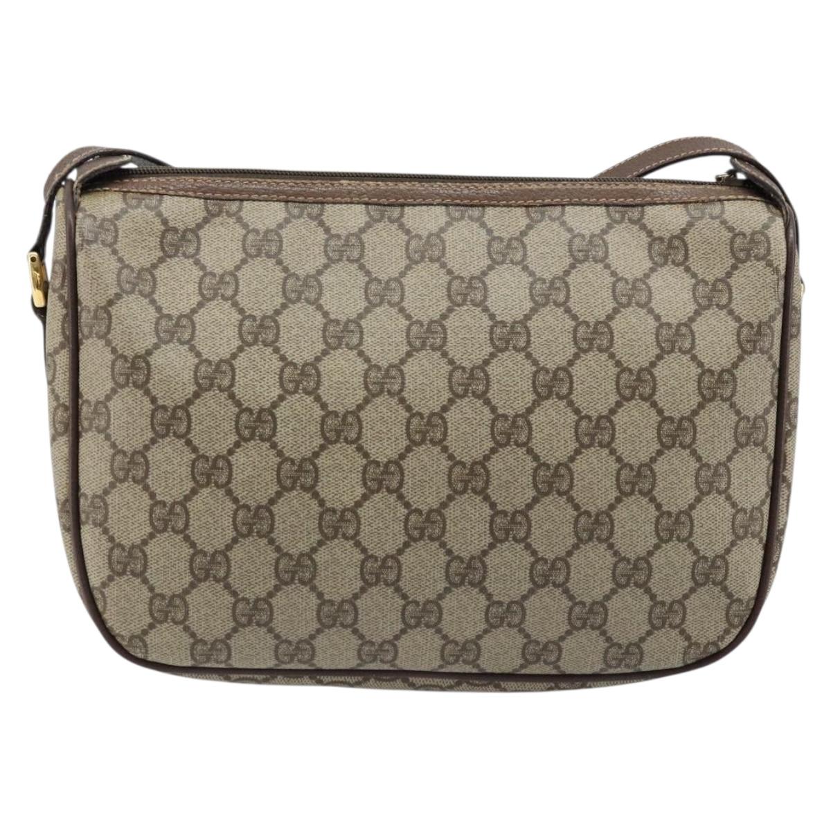 GUCCI GG Supreme Web Sherry Line Bag PVC Beige Gold 89 02 077 Auth 133234