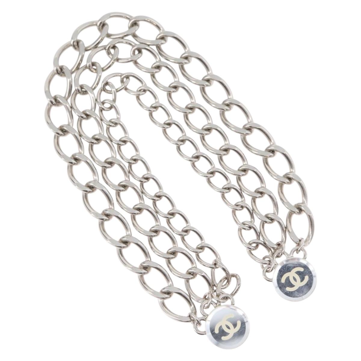 CHANEL COCO Mark Chain Clip for Costumes Belt metal Silver CC Auth 133239M