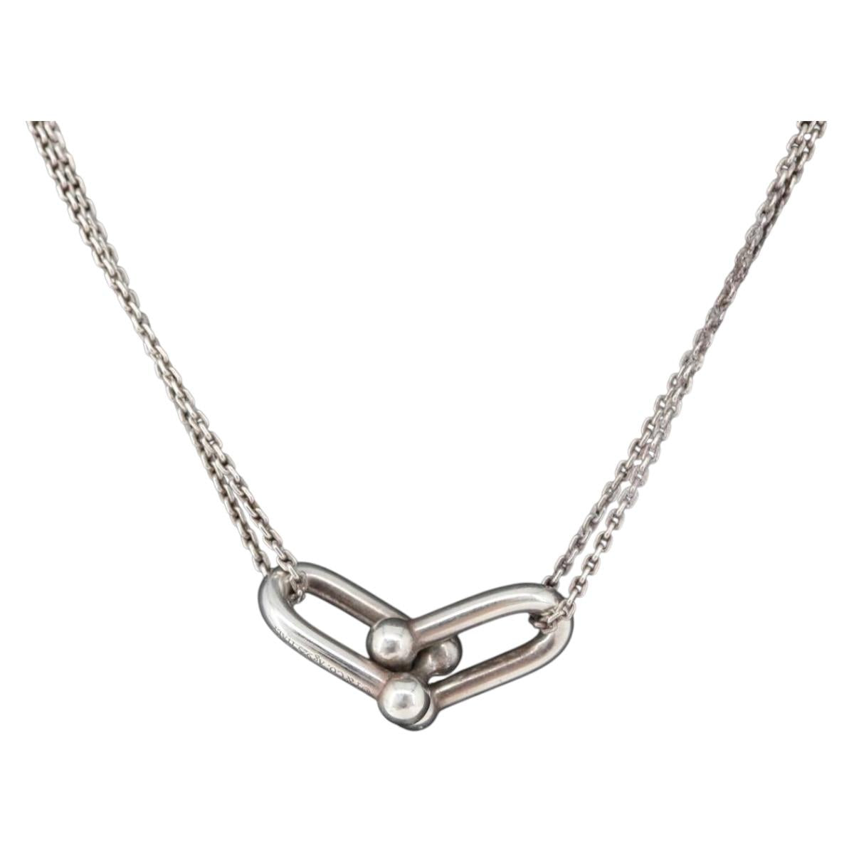 TIFFANY&Co. Hardware Double Link Necklace Ag925 Silver Auth 133241SAM