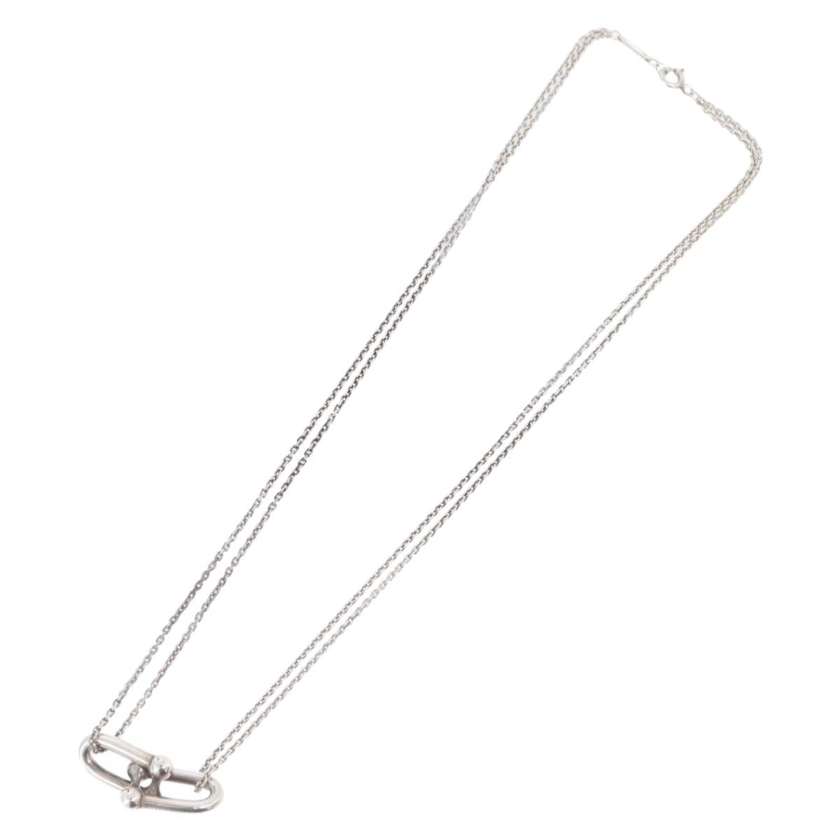 TIFFANY&Co. Hardware Double Link Necklace Ag925 Silver Auth 133241SAM