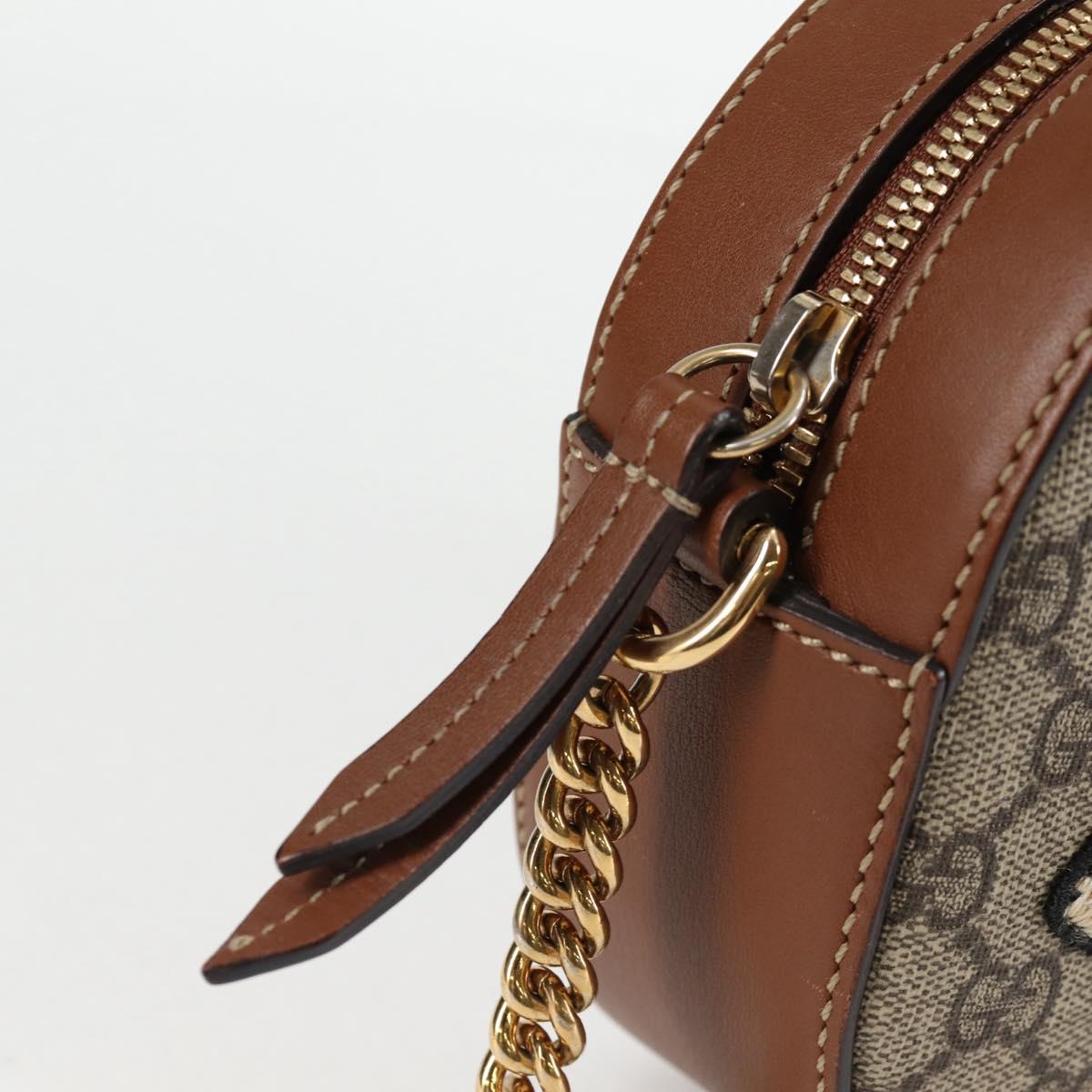 GUCCI GG Supreme Animalie Shoulder Bag PVC Europe Only Beige 409535 Auth 133260V