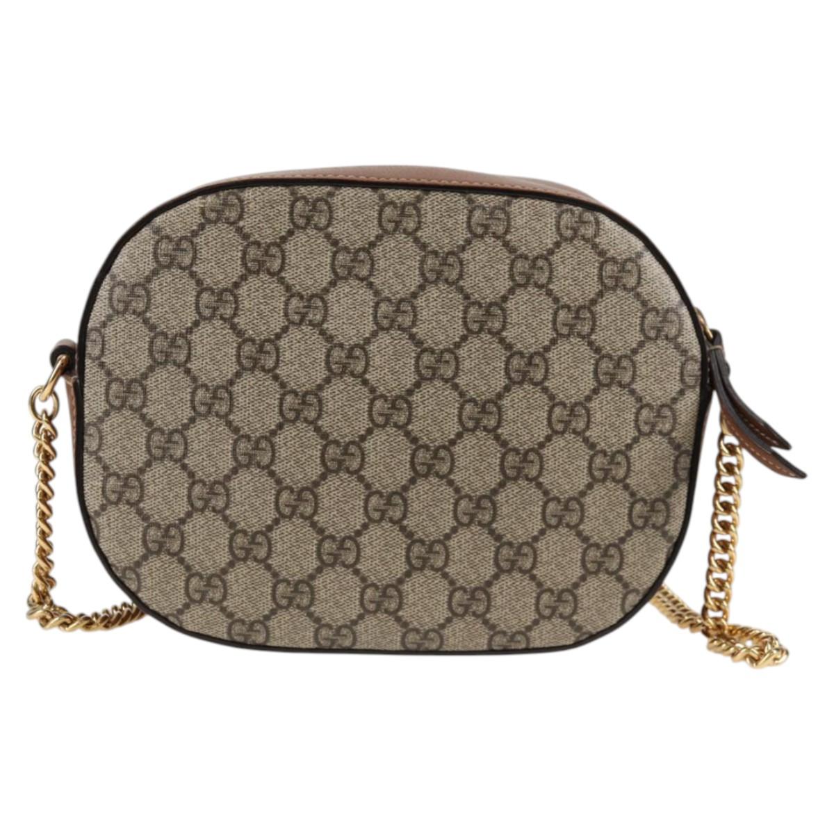GUCCI GG Supreme Animalie Shoulder Bag PVC Europe Only Beige 409535 Auth 133260V