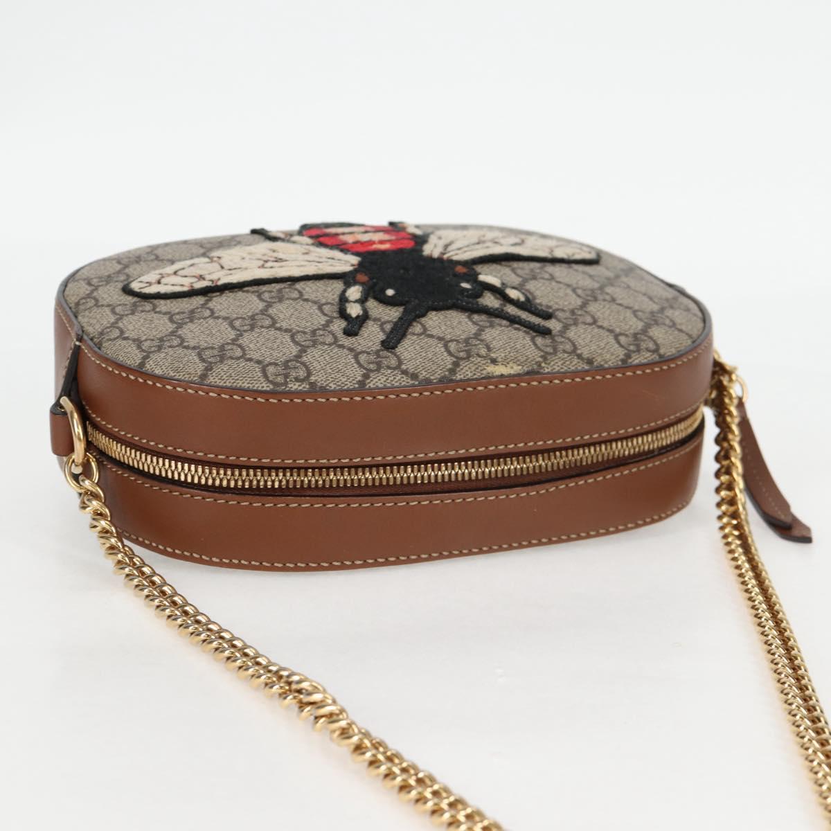 GUCCI GG Supreme Animalie Shoulder Bag PVC Europe Only Beige 409535 Auth 133260V