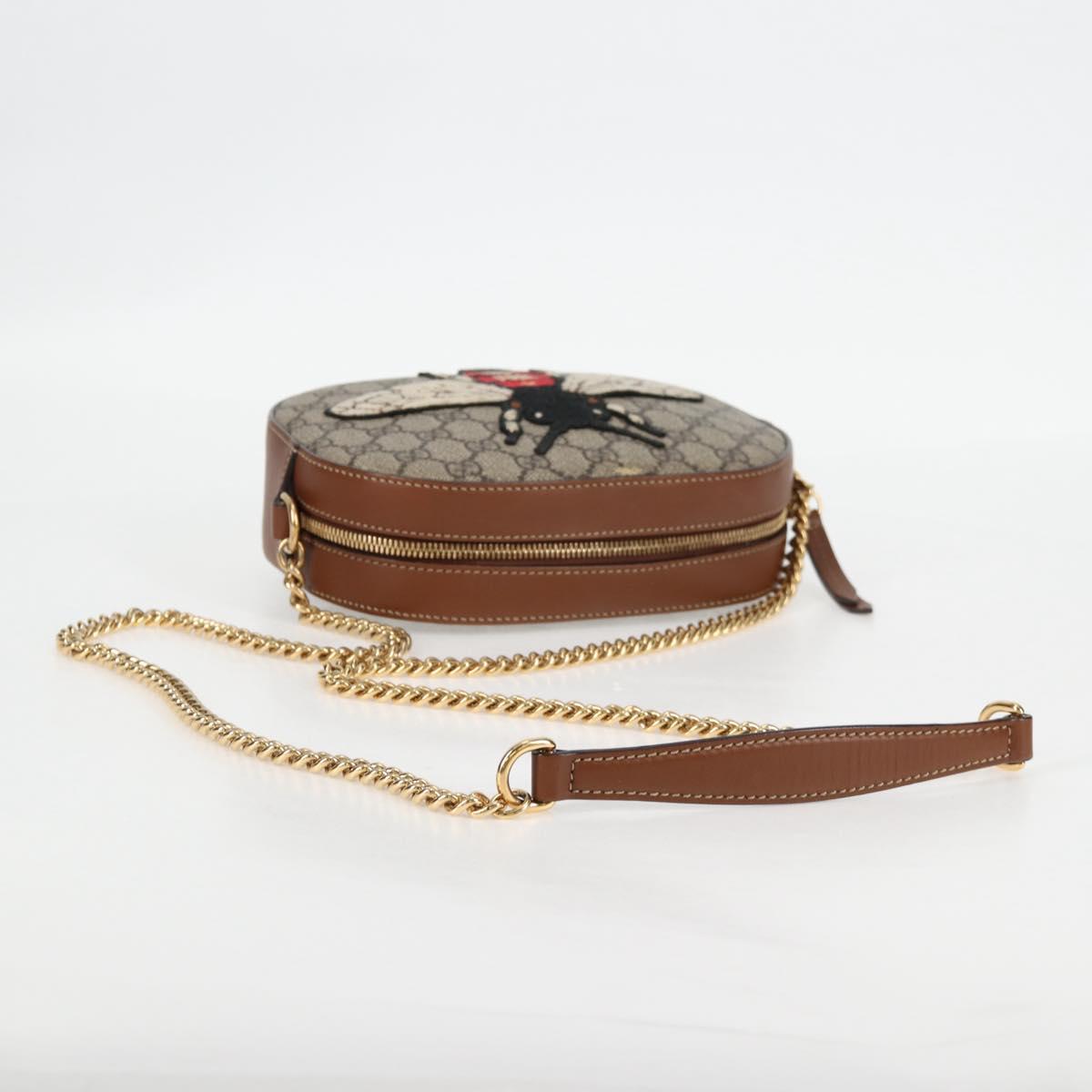 GUCCI GG Supreme Animalie Shoulder Bag PVC Europe Only Beige 409535 Auth 133260V