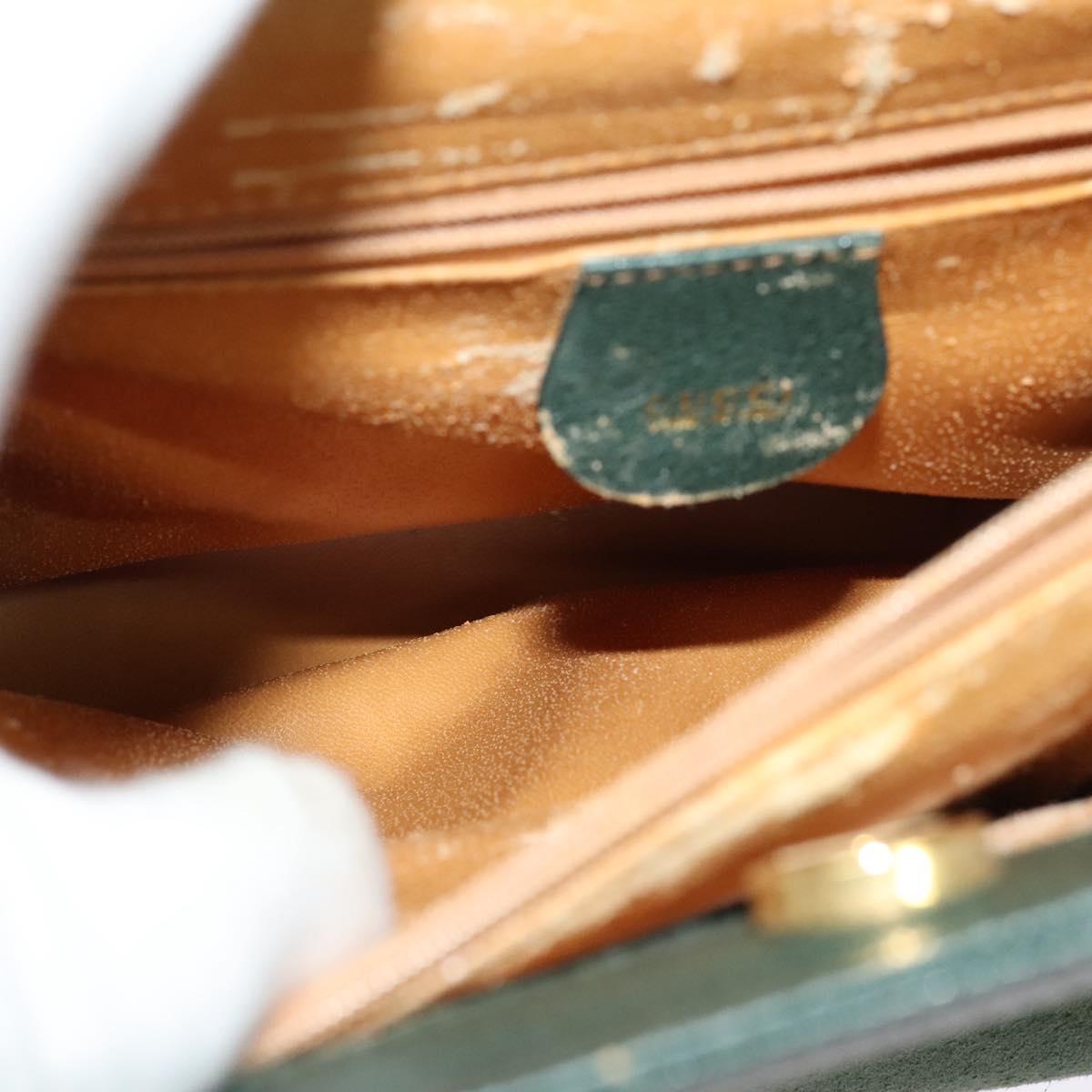 GUCCI Bamboo Hand Bag Suede Green Gold 002 123 0260 Auth 133272
