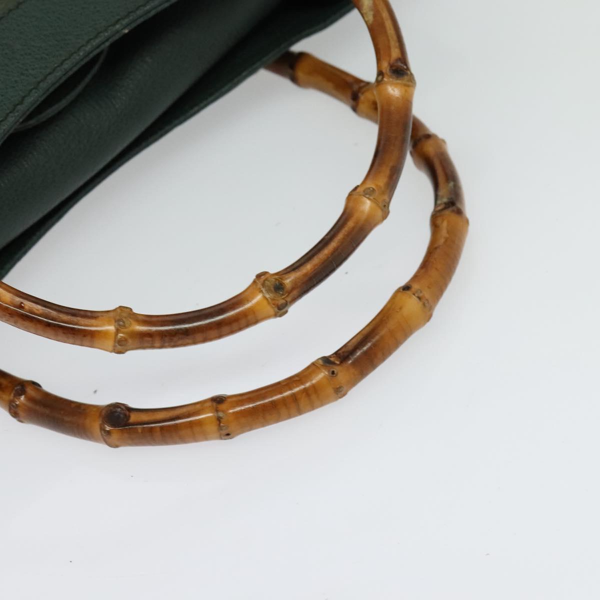 GUCCI Bamboo Hand Bag Suede Green Gold 002 123 0260 Auth 133272