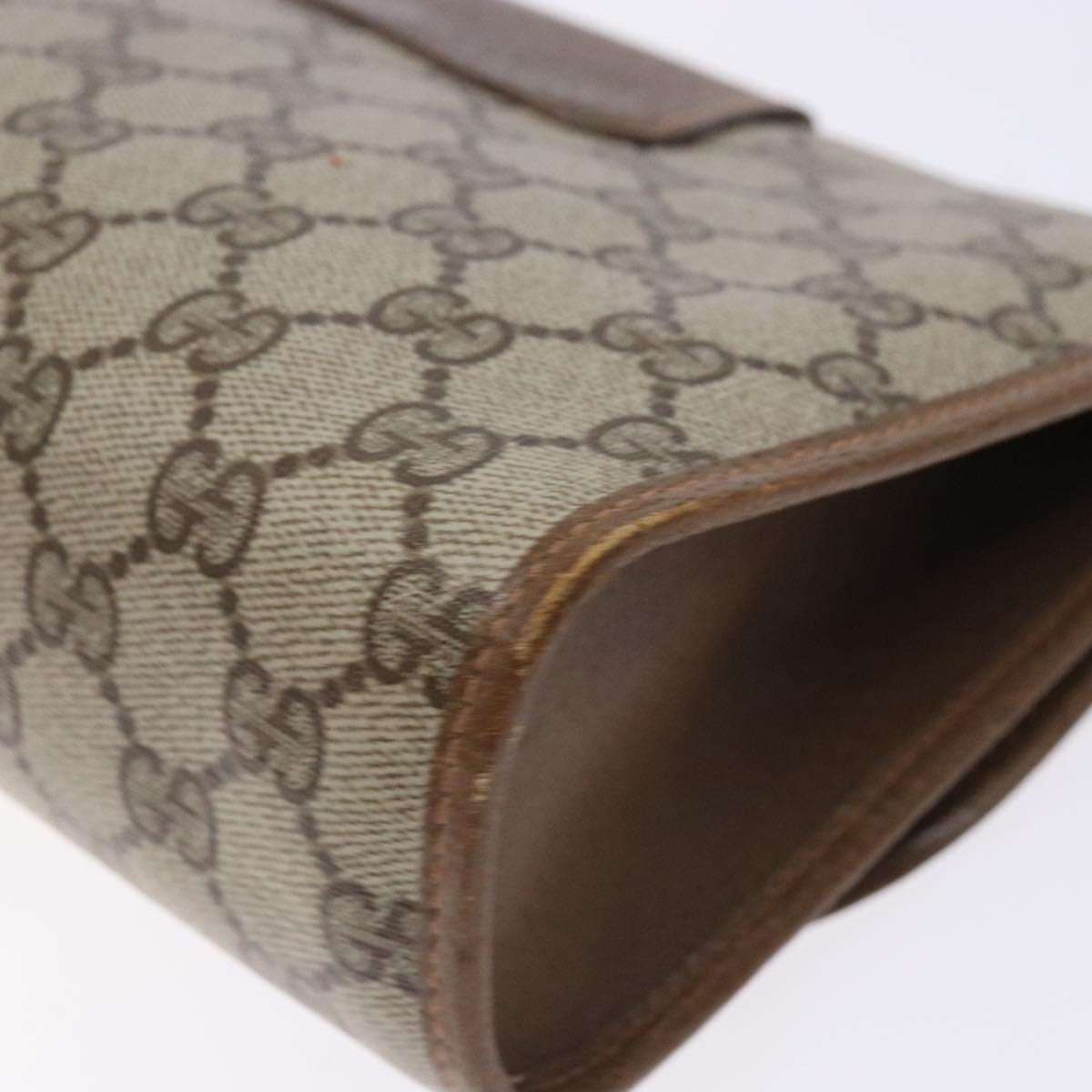 GUCCI GG Supreme Web Sherry Line Clutch Bag PVC Beige Gold 89 01 030 Auth 133273
