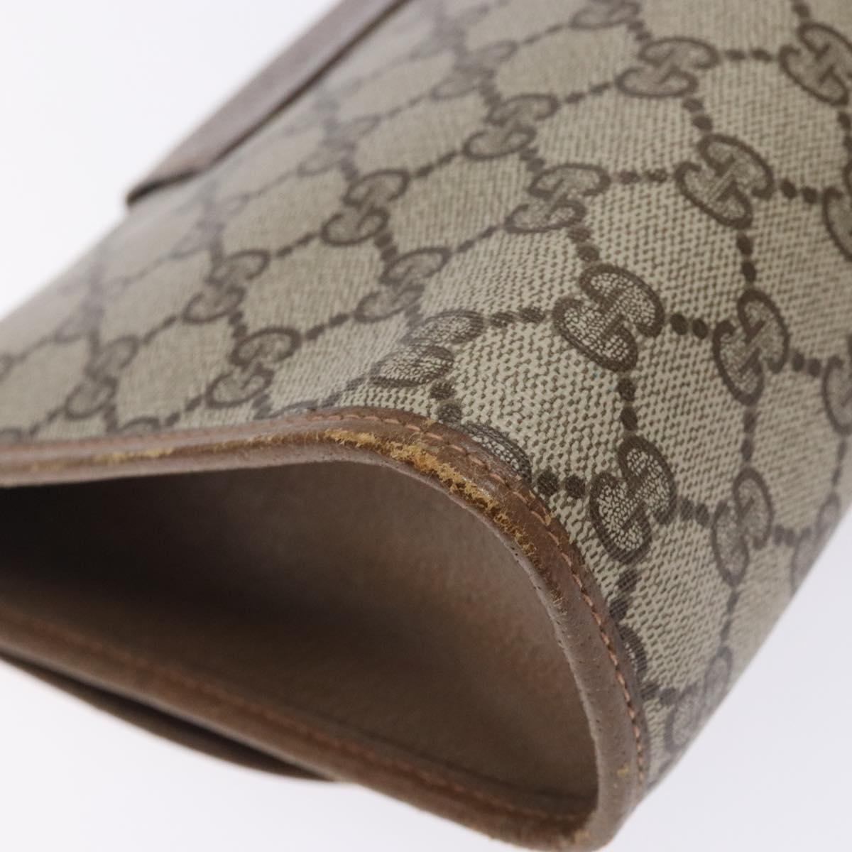 GUCCI GG Supreme Web Sherry Line Clutch Bag PVC Beige Gold 89 01 030 Auth 133273