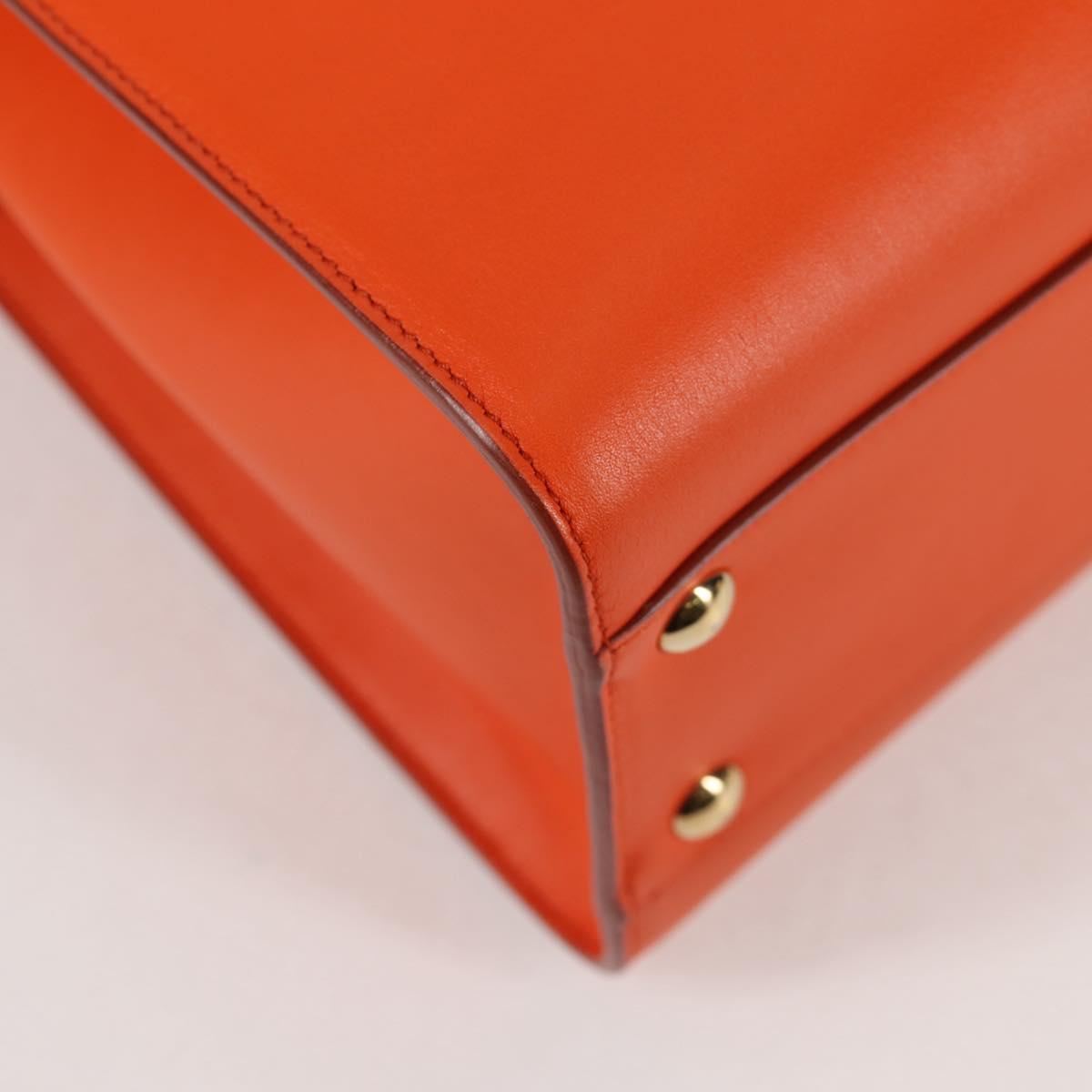 Salvatore Ferragamo Gancini Hand Bag Leather Orange Gold Auth 133276V