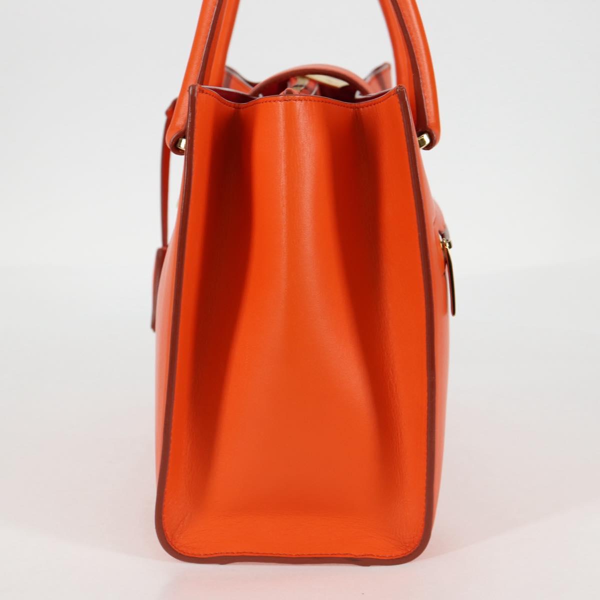 Salvatore Ferragamo Gancini Hand Bag Leather Orange Gold Auth 133276V