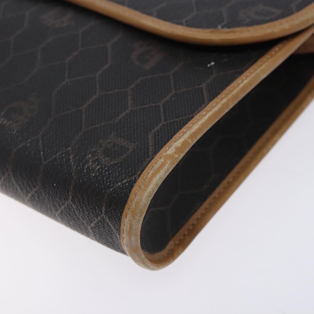 Christian Dior Honeycomb Canvas Shoulder Bag PVC Black Gold Auth 133279