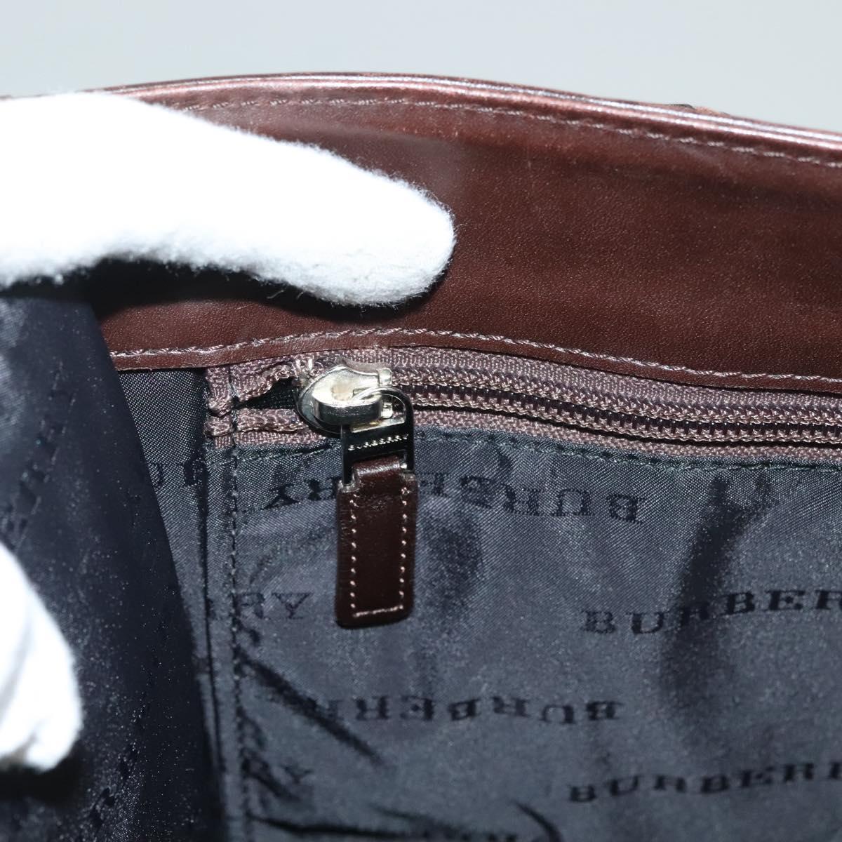 BURBERRY Nova Check Hand Bag Canvas Beige Silver Auth 133280