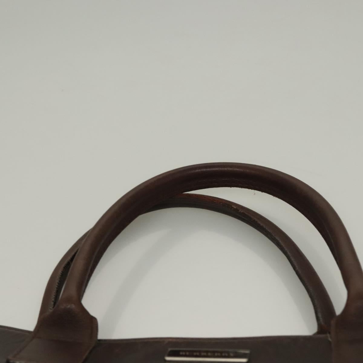 BURBERRY Nova Check Hand Bag Canvas Beige Silver Auth 133280